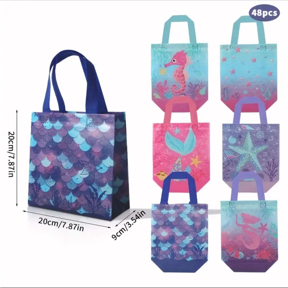 Colorful Mermaid/Sea Themed Tote Goodie Bags